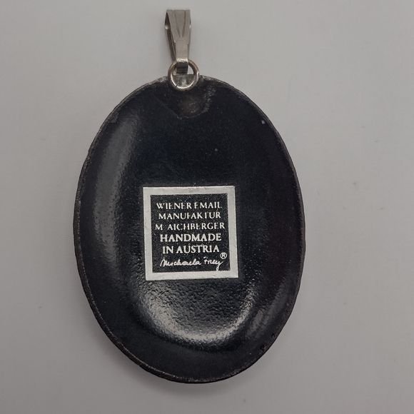 Vintage 50s Hand Painted Austrian Enamel Pendant - Picture 3 of 5